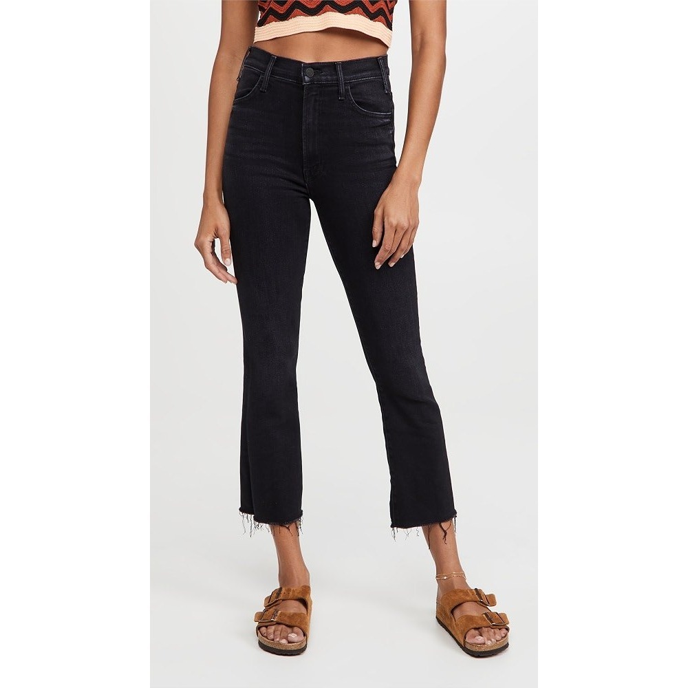Mother The Hustler Ankle Fray Jeans Encounters at Night Faded Black Size 27
